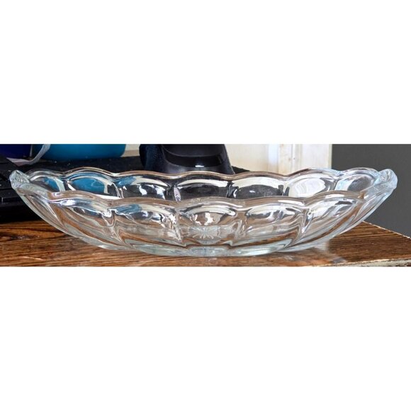 Vintage Clear Glass Oval Relish Butter Dish Ice Cream - Picture 1 of 5